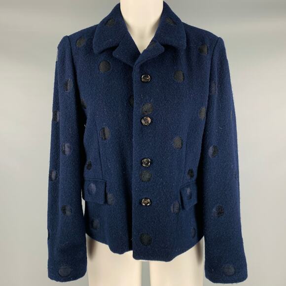 COMME des GARCONS 1997 Size M Navy Black Wool Blend Short Jacket - Picture 1 of 6